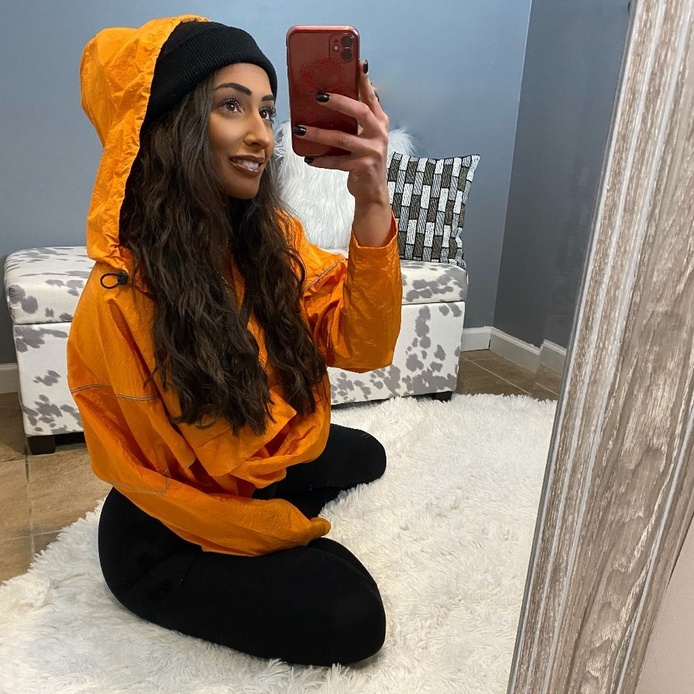 Orange Hooded Windbreaker